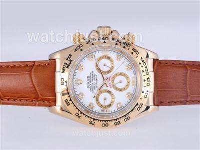 Rolex Daytona Automatic 18K Gold Plated Case with White Dail-Diamond Marking