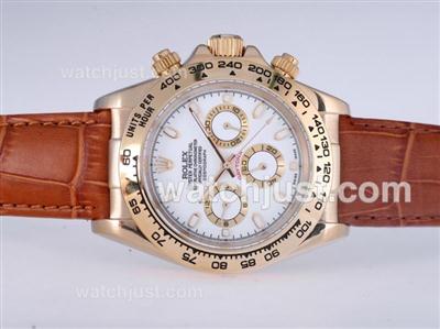 Rolex Daytona Automatic 18K Gold Plated Case with White Dail