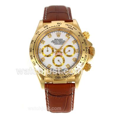 Rolex Daytona Automatic 18K Gold Plated Case with White Dial