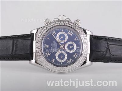 Rolex Daytona Automatic Diamond Bezel with Blue Dial-Roman Marking