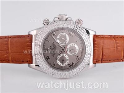 Rolex Daytona Automatic Diamond Bezel with Gray Dial-Roman Marking