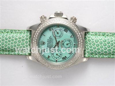 Rolex Daytona Automatic Diamond Bezel with Green Dial and Strap Lady Model