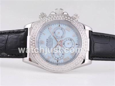 Rolex Daytona Automatic Diamond Bezel with Light Blue MOP Dial-Roman Marking