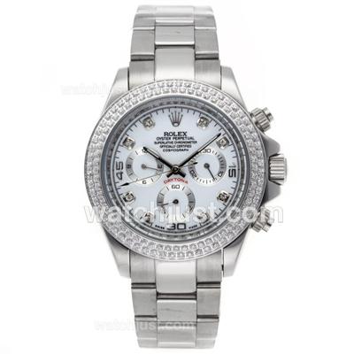 Rolex Daytona Automatic Diamond Bezel with White Dial