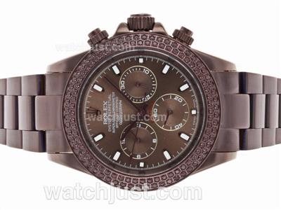 Rolex Daytona Automatic Full Coffee Gold Diamond Bezel with Coffee Dial