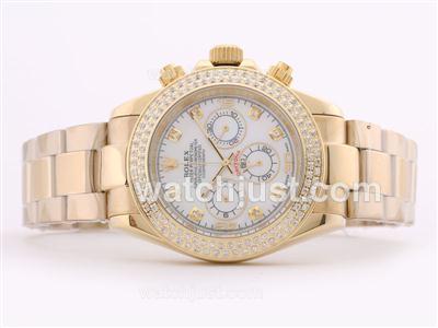 Rolex Daytona Automatic Full Gold Diamond Bezel and Marking with MOP Dial