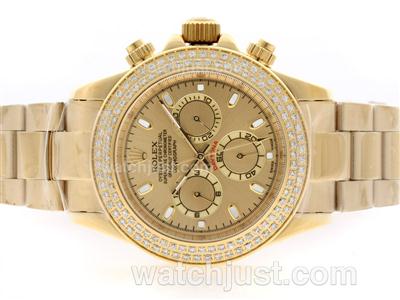 Rolex Daytona Automatic Full Gold Diamond Bezel with Golden Dial