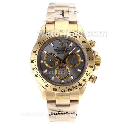 Rolex Daytona Automatic Full Gold Stick Markers with Gray Dial