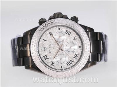 Rolex Daytona Automatic Full PVD Diamond Bezel and Dial-Roman Marking