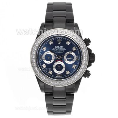 Rolex Daytona Automatic Full PVD Diamond Bezel and Markers with Blue Dial