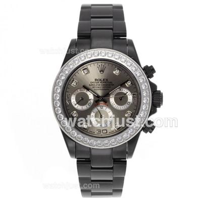 Rolex Daytona Automatic Full PVD Diamond Bezel and Markers with Gray Dial