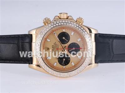 Rolex Daytona Automatic Gold Case Diamond Bezel with Golden Dail