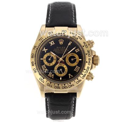 Rolex Daytona Automatic Gold Case with Black Dail-Roman Marking