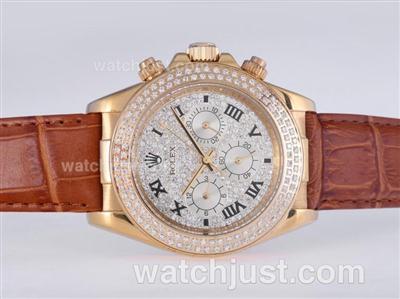 Rolex Daytona Automatic Gold Case with Diamond Bezel and Dail-Roman Marking