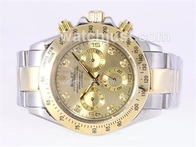 Rolex Daytona Automatic Two Tone Diamond Marking with Golden Dial