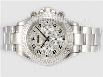 Rolex Daytona Automatic With Diamond Bezel- Full Diamond Dial