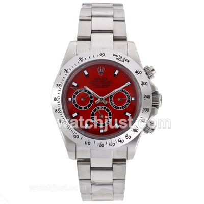 Rolex Daytona Automatic with Red Dial S/S-Sapphire Glass