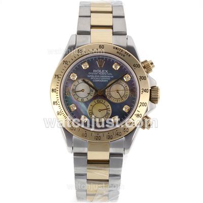 Rolex Daytona Chronogarph Swiss Valjoux 7750 Movement Two Tone Diamond Markers with Black MOP Dial