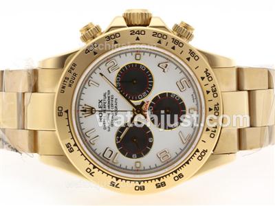 Rolex Daytona Chronograph Swiss Valjoux 7750 Movement 18K Full Gold with White Dial