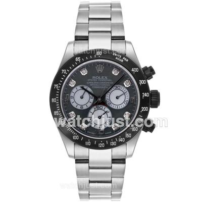 Rolex Daytona Chronograph Swiss Valjoux 7750 Movement Diamond Markers with Black Mop Dial S/S-PVD Bezel