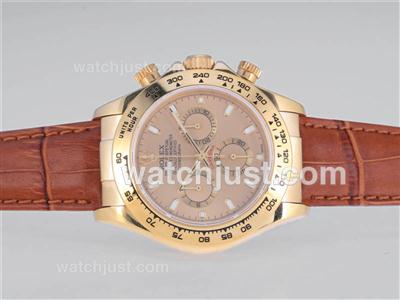 Rolex Daytona Chronograph Swiss Valjoux 7750 Movement Gold Case with Golden Dial