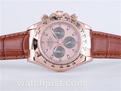 Rolex Daytona Chronograph Swiss Valjoux 7750 Movement Rose Gold Case with Champagne Dial