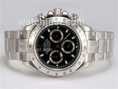 Rolex Daytona Chronograph Swiss Valjoux 7750 Movement with Black Dial