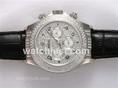 Rolex Daytona Chronograph Swiss Valjoux 7750 Movement with Diamond Bezel and Dial