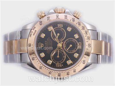 Rolex Daytona Chronograph Swiss Valjoux 7750 Movement With Two Tone Casing- Diamond Marking