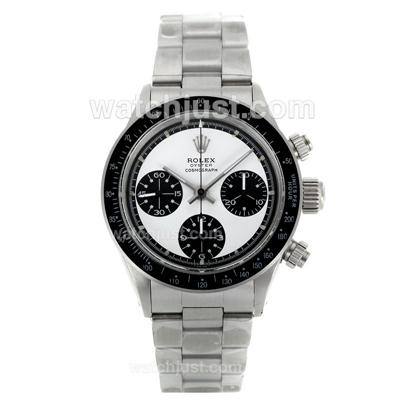 Rolex Daytona Chronograph Swiss Valjoux 7750 Movement with White Dial S/S-Vintage Edition