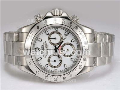 Rolex Daytona Chronograph Swiss Valjoux 7750 Movement with White Dial