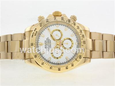 Rolex Daytona II Automatic Full Gold with White Dial/Stick Marking-42mm Version
