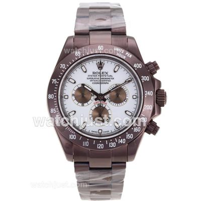 Rolex Daytona II Chronograph Swiss Valjoux 7750 Movement Full Coffee Gold Stick Markers with White Dial