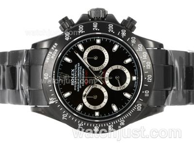 Rolex Daytona Valjoux 7750 Movement Full PVD with Black Dial and Stick Marking - Black-Out New Version