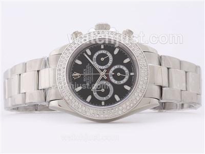 Rolex Daytona Working Chronograph Black Dial Diamond Bezel - Sticker Marking Sapphire Glass