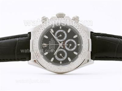 Rolex Daytona Working Chronograph Black Dial Sticker Marking with Diamond Bezel - Sapphire Glass