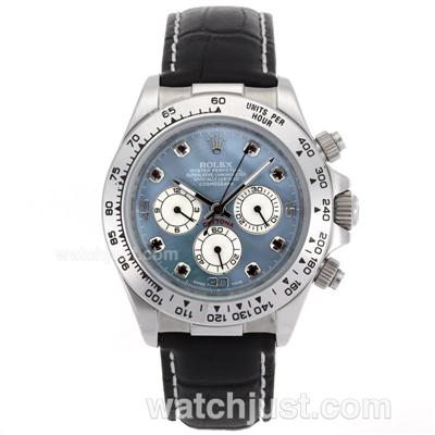 Rolex Daytona Working Chronograph Black Diamond Markers and Blue MOP Dial - Leather Strap