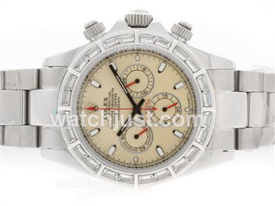 Rolex Daytona Working Chronograph CZ Diamond Bezel with Granite Dial-Stick Marking