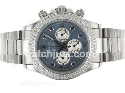 Rolex Daytona Working Chronograph Diamond Bezel and Markers with Blue MOP Dial