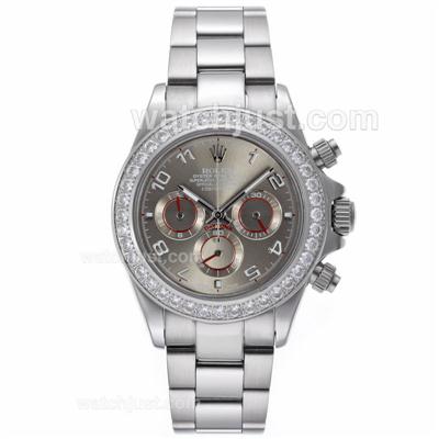 Rolex Daytona Working Chronograph Diamond Bezel Number Markers with Gray Dial S/S