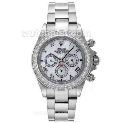 Rolex Daytona Working Chronograph Diamond Bezel Roman Markers with MOP Dial S/S