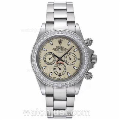 Rolex Daytona Working Chronograph Diamond Bezel Stick Markers with Granite Dial S/S