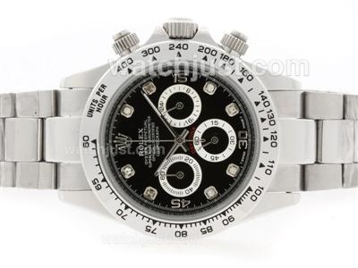 Rolex Daytona Working Chronograph Diamond Marking with Black Dial