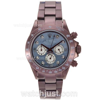 Rolex Daytona Working Chronograph Full Coffee Gold Diamond Markers with Blue MOP Dial