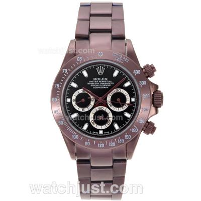 Rolex Daytona Working Chronograph Full Coffee Gold Stick Markers with Black Dial