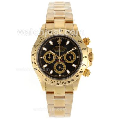 Rolex Daytona Working Chronograph Full Gold Stick Markers with Black Dial-Lady Size