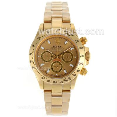Rolex Daytona Working Chronograph Full Gold Stick Markers with Golden Dial-Lady Size