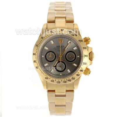 Rolex Daytona Working Chronograph Full Gold Stick Markers with Gray Dial-Lady Size