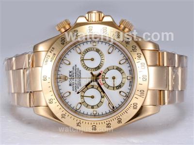 Rolex Daytona Working Chronograph Full Gold with White Dial