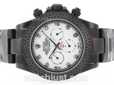 Rolex Daytona Working Chronograph Full PVD Diamond Marking and Bezel with White Dial